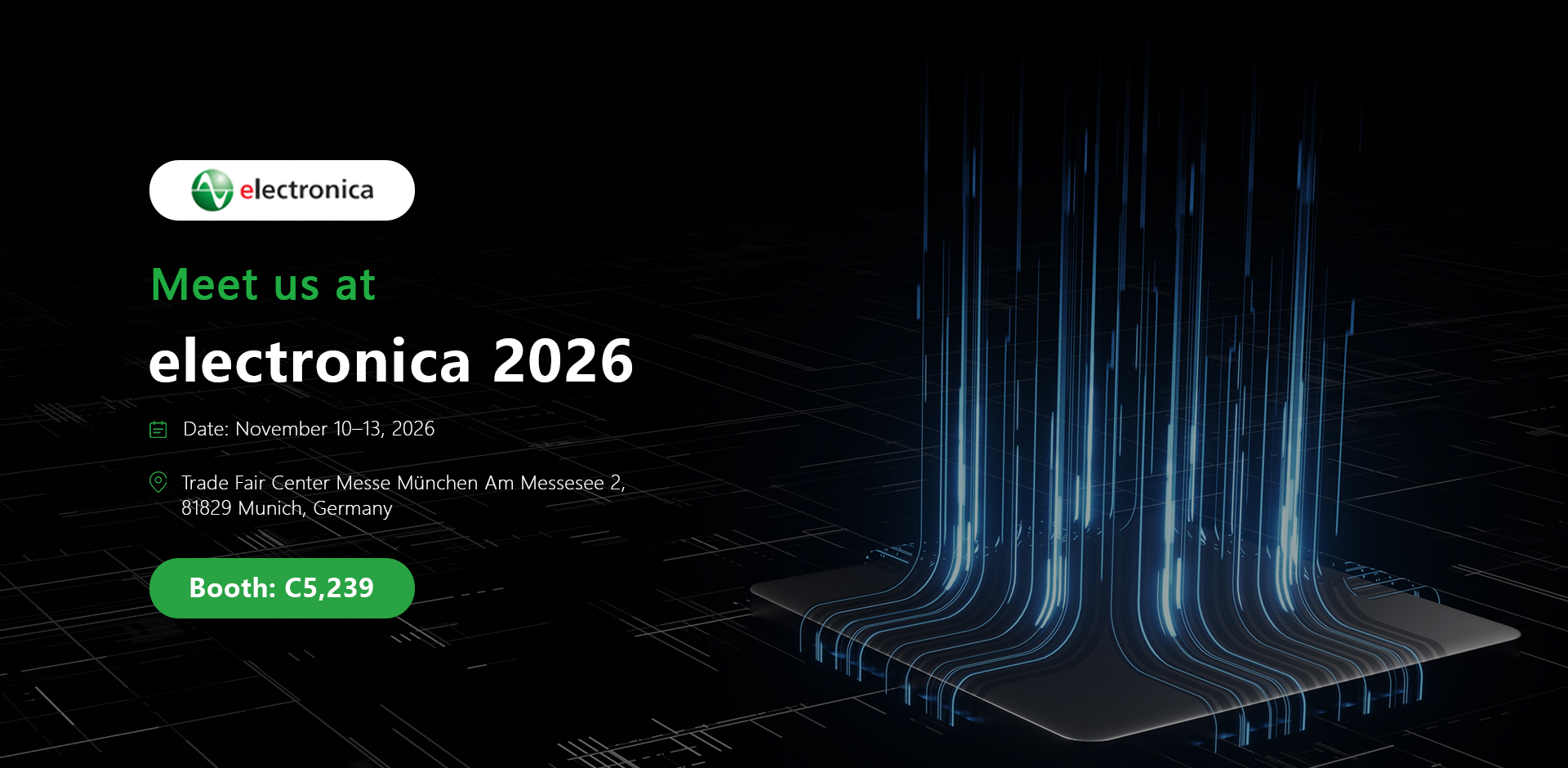 ezKey at electronica 2026 — Hall C5, Booth C5-239, Messe München, Nov 10-13 2026